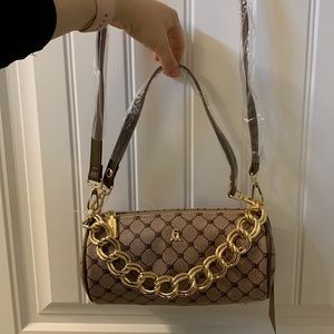 Steve Madden Mini Brown Signature Leather Duffle Bag